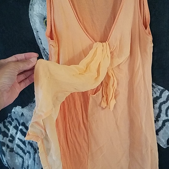 linQ Silk Overlay Tank in Marigold size Small - Picture 4 of 9